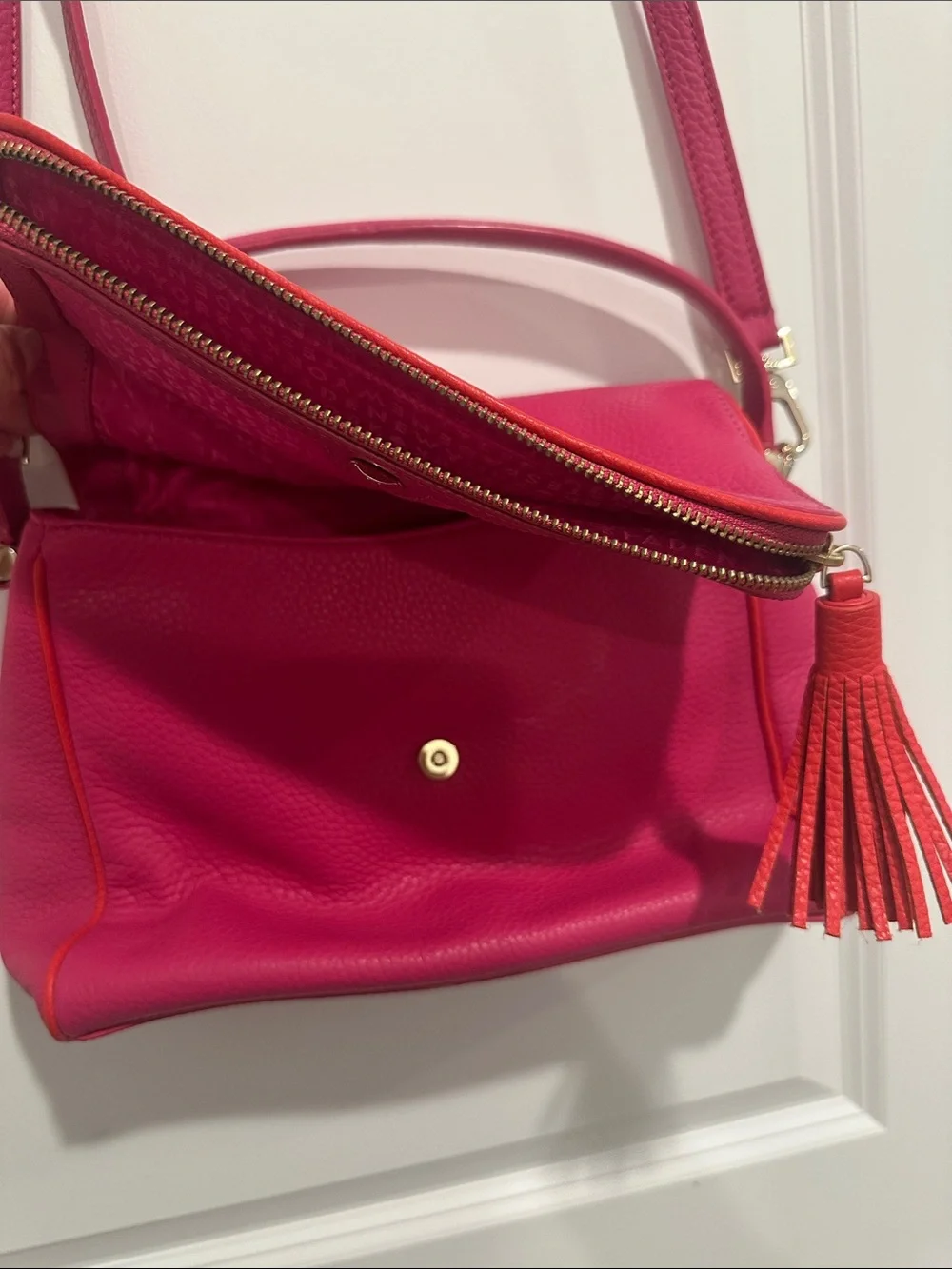 kate spade Hot Pink Leather Crossbody with Tassel